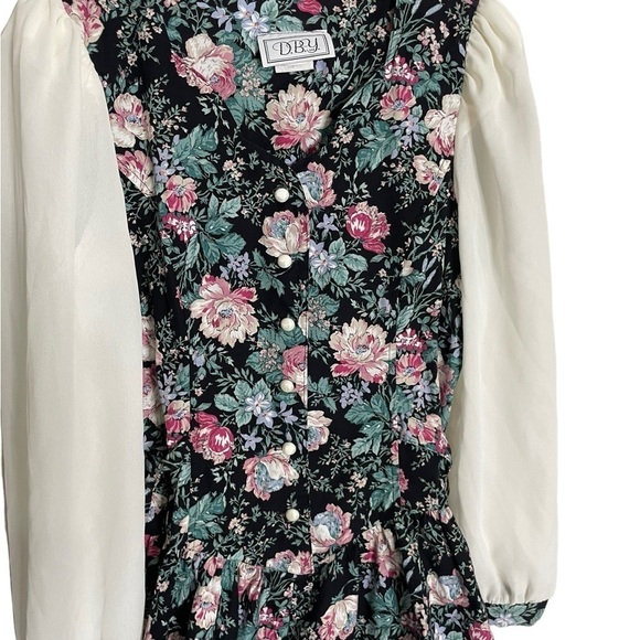 Vintage Floral Pearl Button Dress 9/10 - Picture 4 of 7